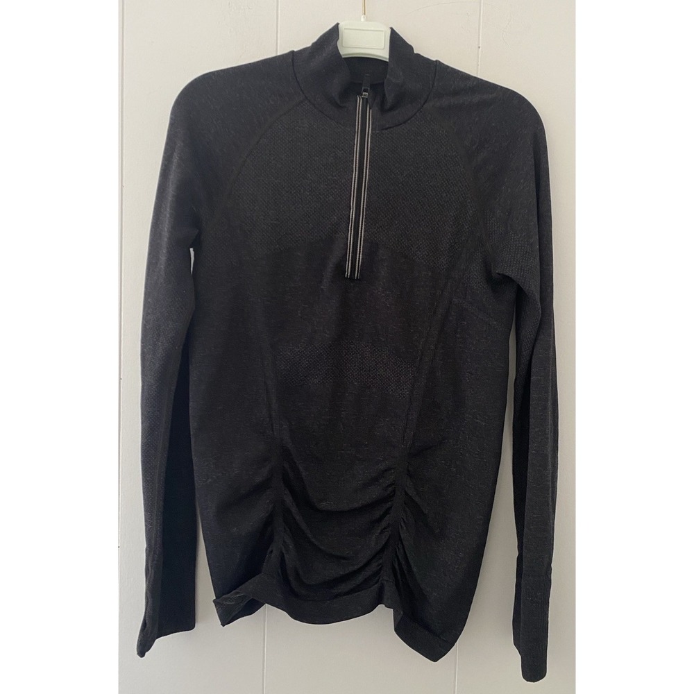 Athleta Fastest Track 1/4 Zip Pullover Long Sleeve Athletic Thumb Hole Gray Sz S